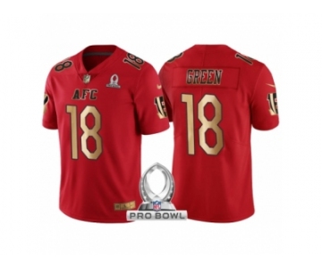 Men Cincinnati Bengals #18 A.J. Green AFC 2017 Pro Bowl Red Gold Limited Jersey