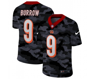 Men New Nike Cincinnati Bengals #9 Burrow 2020 Nike Camo Salute to Service Limited Jersey