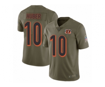 Men Nike Cincinnati Bengals #10 Kevin Huber Limited Olive 2017 Salute to Service NFL Jersey