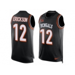 Men Nike Cincinnati Bengals #12 Alex Erickson Limited Black Player Name & Number Tank Top NFL Jersey