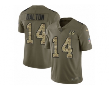 Men Nike Cincinnati Bengals #14 Andy Dalton Limited Olive Camo 2017 Salute to Service NFL Jersey