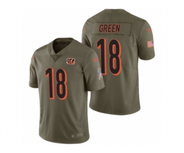 Men Nike Cincinnati Bengals #18 A.J. Green Olive 2017 Salute to Service Limited Jerseys