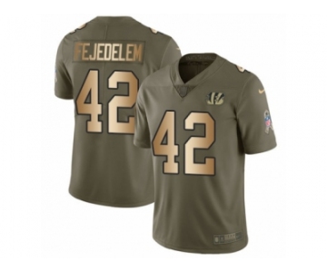 Men Nike Cincinnati Bengals #42 Clayton Fejedelem Limited Olive Gold 2017 Salute to Service NFL Jersey