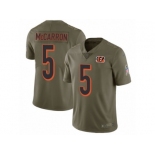 Men Nike Cincinnati Bengals #5 AJ McCarron Limited Olive 2017 Salute to Service NFL Jersey