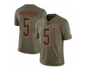 Men Nike Cincinnati Bengals #5 AJ McCarron Limited Olive 2017 Salute to Service NFL Jersey