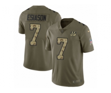 Men Nike Cincinnati Bengals #7 Boomer Esiason Limited Olive Camo 2017 Salute to Service NFL Jersey