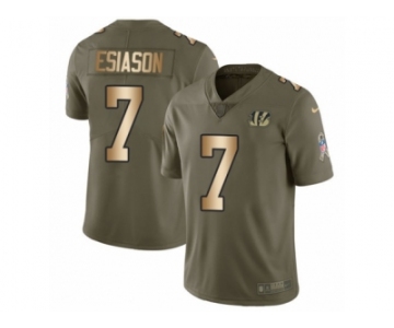 Men Nike Cincinnati Bengals #7 Boomer Esiason Limited Olive Gold 2017 Salute to Service NFL Jersey