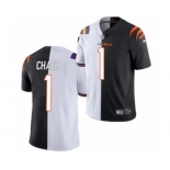 Men's Cincinnati Bengals #1 Ja'Marr Chase 2021 Black White Split Stitched Football Jersey