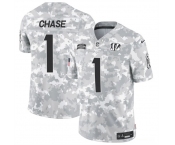 Men's Cincinnati Bengals #1 Ja'Marr Chase 2024 F.U.S.E Arctic Camo Salute To Service Limited Stitched Football Jersey