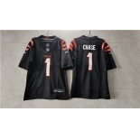 Men's Cincinnati Bengals #1 Ja'Marr Chase Black 2023 F.U.S.E. Vapor Untouchable Limited Stitched Jersey