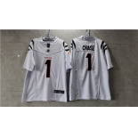 Men's Cincinnati Bengals #1 Ja'Marr Chase White 2023 F.U.S.E. Vapor Untouchable Limited Stitched Jersey