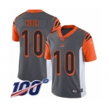 Men's Cincinnati Bengals #10 Kevin Huber Limited Silver Inverted Legend 100th Season Football Jersey