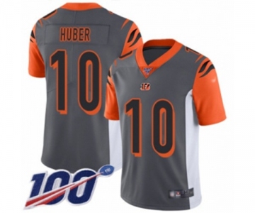 Men's Cincinnati Bengals #10 Kevin Huber Limited Silver Inverted Legend 100th Season Football Jersey