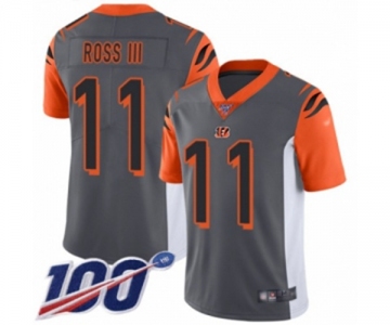 Men's Cincinnati Bengals #11 John Ross Limited Silver Inverted Legend 100th Season Football Jersey