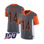 Men's Cincinnati Bengals #14 Andy Dalton Limited Silver Inverted Legend 100th Season Football Jersey