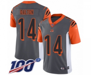 Men's Cincinnati Bengals #14 Andy Dalton Limited Silver Inverted Legend 100th Season Football Jersey