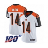 Men's Cincinnati Bengals #14 Andy Dalton White Vapor Untouchable Limited Player 100th Season Football Jersey