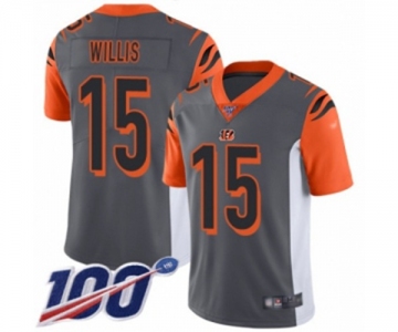 Men's Cincinnati Bengals #15 Damion Willis Limited Silver Inverted Legend 100th Season Football Jersey