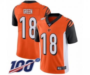 Men's Cincinnati Bengals #18 A.J. Green Orange Alternate Vapor Untouchable Limited Player 100th Season Football Jersey