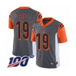 Men's Cincinnati Bengals #19 Auden Tate Limited Silver Inverted Legend 100th Season Football Jersey