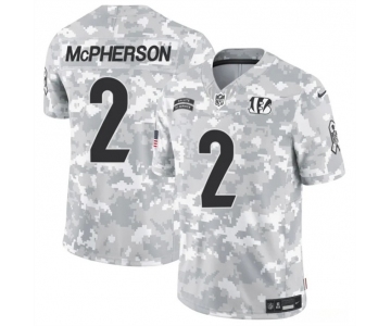 Men's Cincinnati Bengals #2 Evan McPherson 2024 F.U.S.E Arctic Camo Salute To Service Limited Stitched Football Jersey