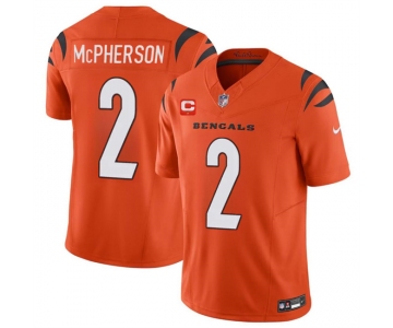 Men's Cincinnati Bengals #2 Evan McPherson Orange 2024 F.U.S.E With 1-star C Patch Vapor Untouchable Limited Football Stitched Jersey