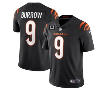 Men's Cincinnati Bengals 2022 #9 Joe Burrow Black With 3-star C Patch Vapor Limited Stitched NFL Jersey