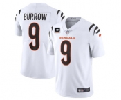 Men's Cincinnati Bengals 2022 #9 Joe Burrow White With 3-star C Patch Vapor Limited Stitched NFL Jersey