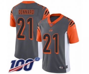 Men's Cincinnati Bengals #21 Darqueze Dennard Limited Silver Inverted Legend 100th Season Football Jersey