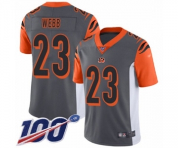 Men's Cincinnati Bengals #23 B.W. Webb Limited Silver Inverted Legend 100th Season Football Jersey