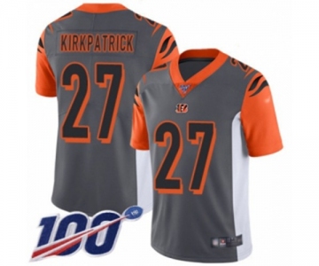 Men's Cincinnati Bengals #27 Dre Kirkpatrick Limited Silver Inverted Legend 100th Season Football Jersey