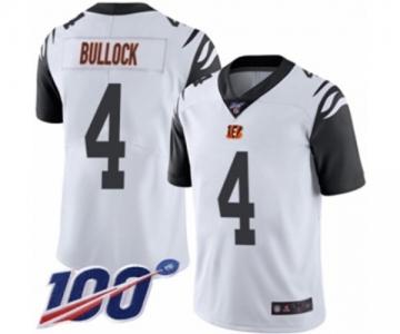 Men's Cincinnati Bengals #4 Randy Bullock Limited White Rush Vapor Untouchable 100th Season Football Jersey