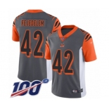 Men's Cincinnati Bengals #42 Clayton Fejedelem Limited Silver Inverted Legend 100th Season Football Jersey