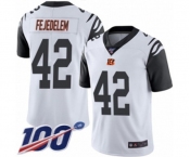 Men's Cincinnati Bengals #42 Clayton Fejedelem Limited White Rush Vapor Untouchable 100th Season Football Jersey