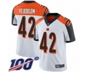 Men's Cincinnati Bengals #42 Clayton Fejedelem White Vapor Untouchable Limited Player 100th Season Football Jersey