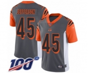 Men's Cincinnati Bengals #45 Malik Jefferson Limited Silver Inverted Legend 100th Season Football Jersey