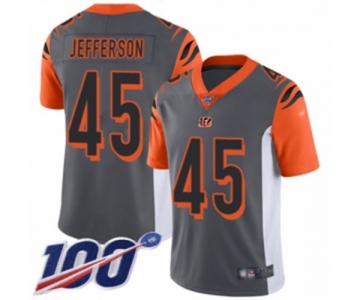 Men's Cincinnati Bengals #45 Malik Jefferson Limited Silver Inverted Legend 100th Season Football Jersey