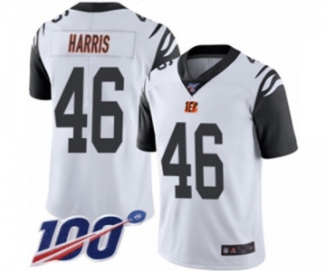 Men's Cincinnati Bengals #46 Clark Harris Limited White Rush Vapor Untouchable 100th Season Football Jersey