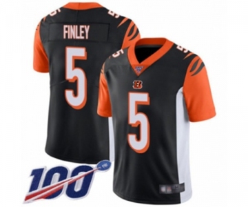 Men's Cincinnati Bengals #5 Ryan Finley Black Team Color Vapor Untouchable Limited Player 100th Season Football Jersey