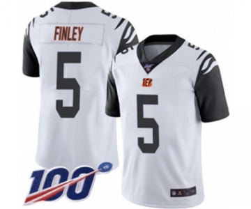 Men's Cincinnati Bengals #5 Ryan Finley Limited White Rush Vapor Untouchable 100th Season Football Jersey