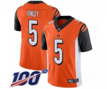 Men's Cincinnati Bengals #5 Ryan Finley Orange Alternate Vapor Untouchable Limited Player 100th Season Football Jersey