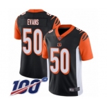 Men's Cincinnati Bengals #50 Jordan Evans Black Team Color Vapor Untouchable Limited Player 100th Season Football Jersey