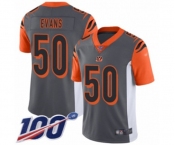 Men's Cincinnati Bengals #50 Jordan Evans Limited Silver Inverted Legend 100th Season Football Jersey