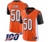 Men's Cincinnati Bengals #50 Jordan Evans Orange Alternate Vapor Untouchable Limited Player 100th Season Football Jersey