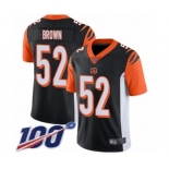 Men's Cincinnati Bengals #52 Preston Brown Black Team Color Vapor Untouchable Limited Player 100th Season Football Jersey