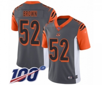 Men's Cincinnati Bengals #52 Preston Brown Limited Silver Inverted Legend 100th Season Football Jersey