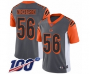 Men's Cincinnati Bengals #56 Hardy Nickerson Limited Silver Inverted Legend 100th Season Football Jersey