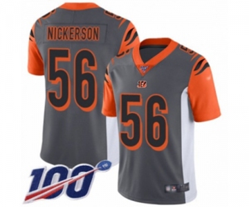 Men's Cincinnati Bengals #56 Hardy Nickerson Limited Silver Inverted Legend 100th Season Football Jersey