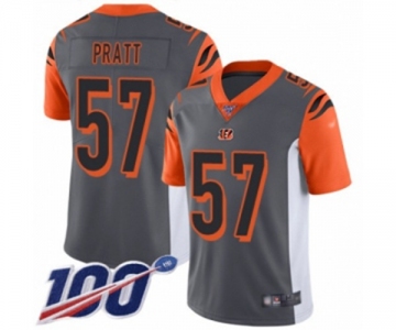 Men's Cincinnati Bengals #57 Germaine Pratt Limited Silver Inverted Legend 100th Season Football Jersey