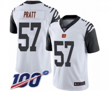 Men's Cincinnati Bengals #57 Germaine Pratt Limited White Rush Vapor Untouchable 100th Season Football Jersey